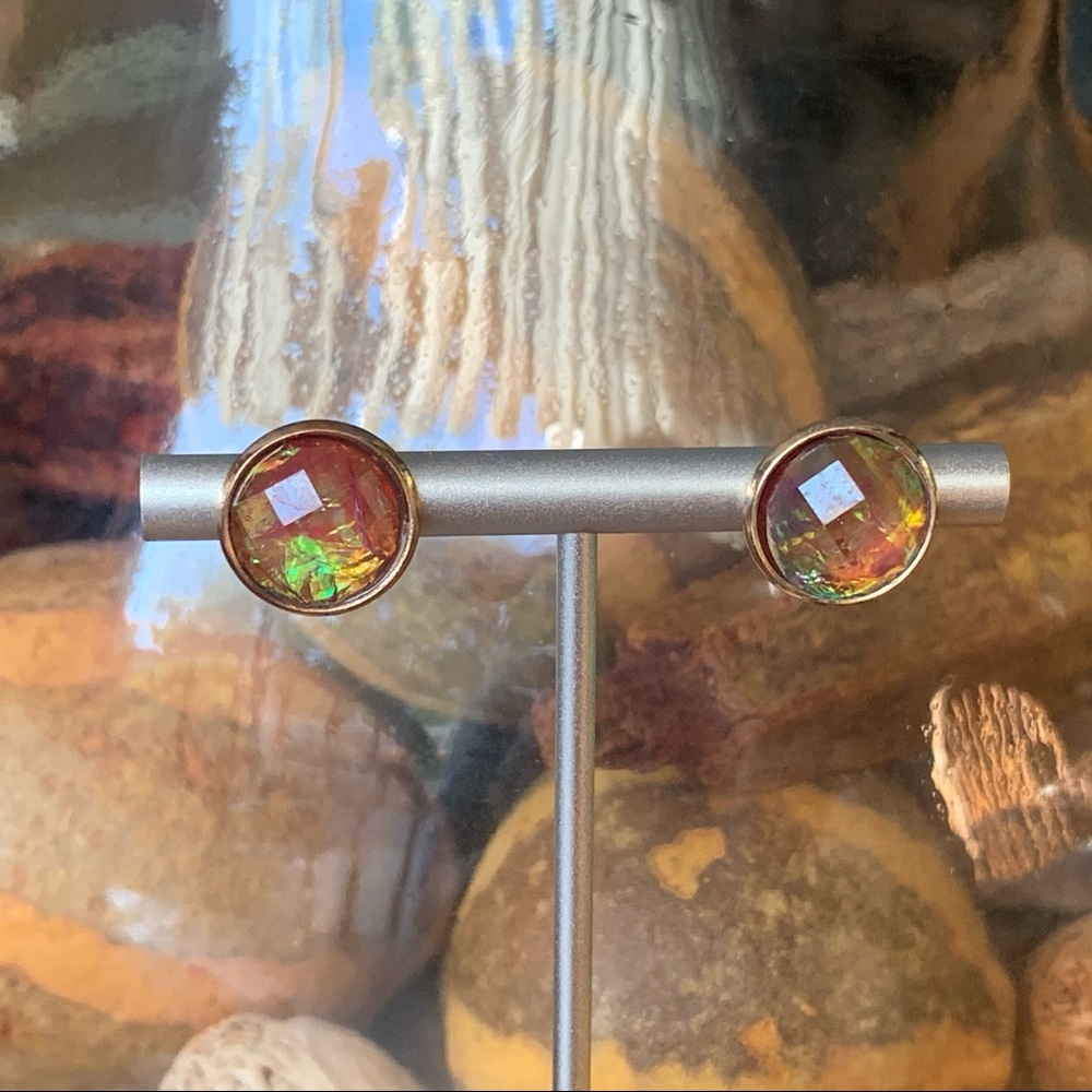 Shades of fall, gold stud earrings, handmade, NWT